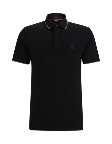 BOSS polo homme noir coton stretch