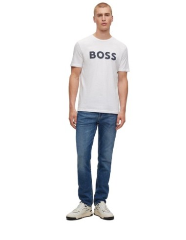BOSS t-shirt homme blanc imprimé coton – Casual chic