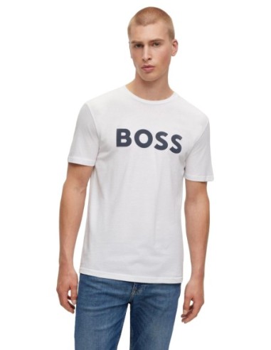 BOSS t-shirt homme blanc imprimé coton – Casual chic