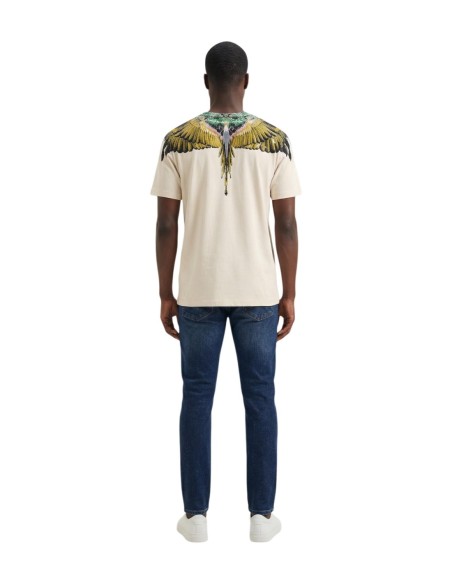 County Of Milan t-shirt homme beige imprimé coton – Été