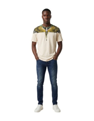 County Of Milan t-shirt homme beige imprimé coton – Été