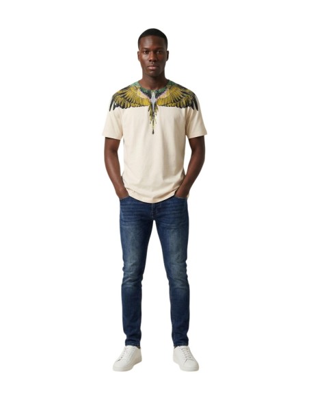 County Of Milan t-shirt homme beige imprimé coton – Été
