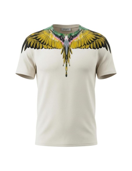 County Of Milan t-shirt homme beige imprimé coton – Été
