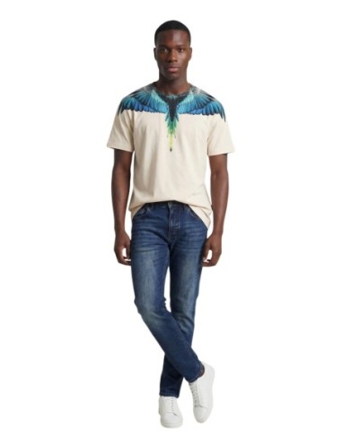 County Of Milan t-shirt homme beige imprimé coton – Casual