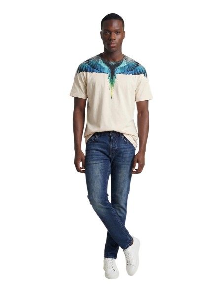 County Of Milan t-shirt homme beige imprimé coton – Casual
