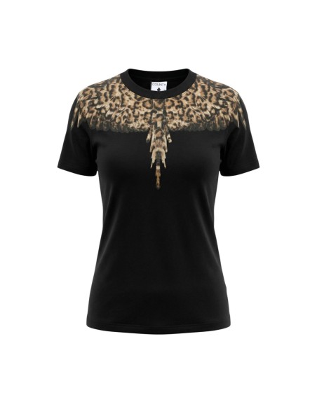 County Of Milan t-shirt femme noir léopard coton – Style urbain