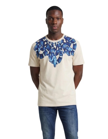 County Of Milan t-shirt homme beige imprimé coton – Été