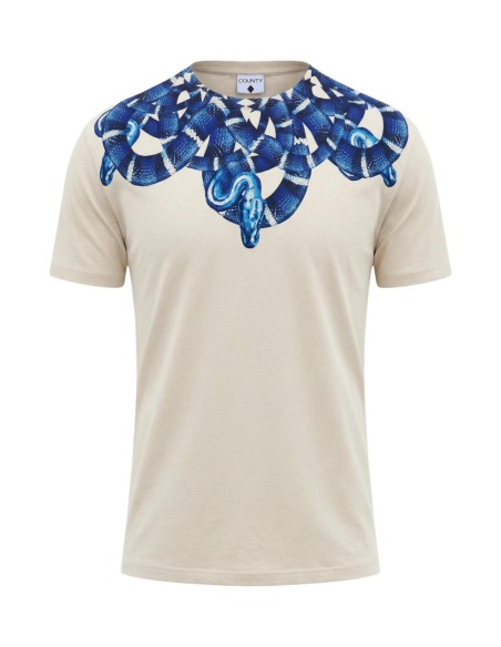 County Of Milan t-shirt homme beige imprimé coton – Été