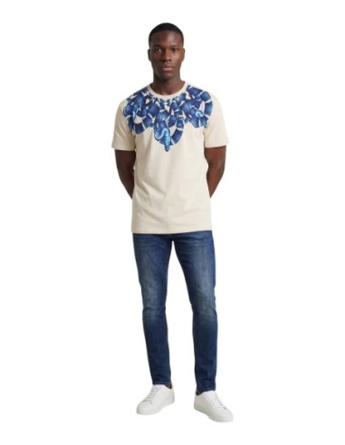 County Of Milan t-shirt homme beige imprimé coton – Été