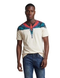 County Of Milan t-shirt homme beige imprimé coton – Casual