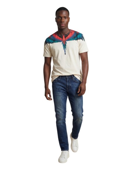 County Of Milan t-shirt homme beige imprimé coton – Casual