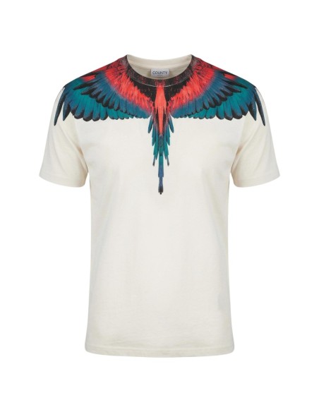 County Of Milan t-shirt homme beige imprimé coton – Casual