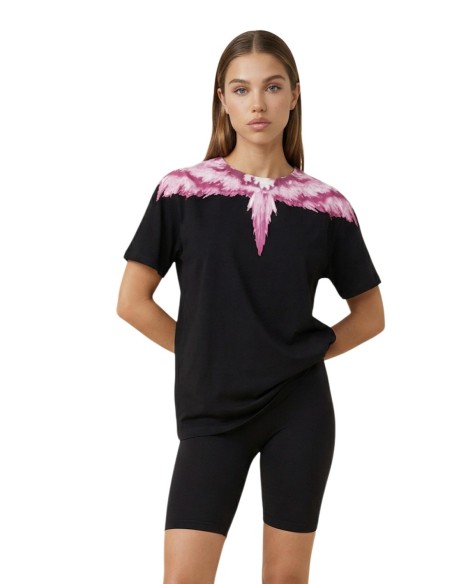 County Of Milan t-shirt femme noir imprimé coton – Casual chic