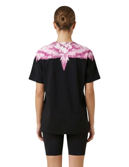 County Of Milan t-shirt femme noir imprimé coton – Casual chic