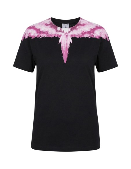 County Of Milan t-shirt femme noir imprimé coton – Casual chic