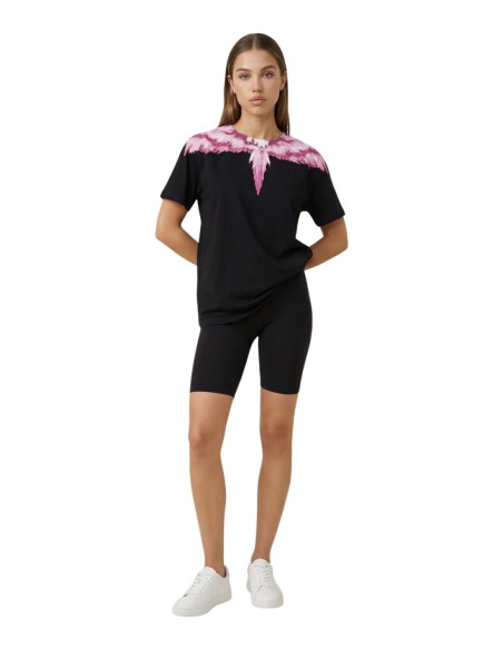 County Of Milan t-shirt femme noir imprimé coton – Casual chic