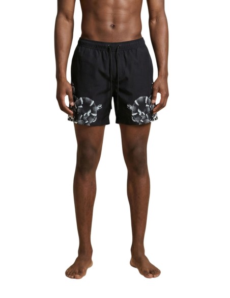 County Of Milan maillot de bain homme noir imprimé – Style urbain
