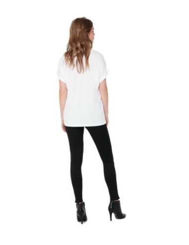 T-shirt femme Only blanc motif monochrome