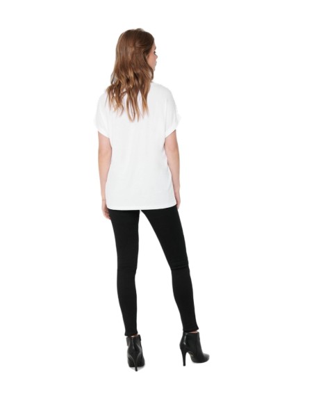 T-shirt femme Only blanc motif monochrome
