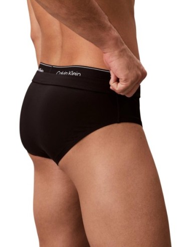Slip de bain homme Calvin Klein noir double ceinture