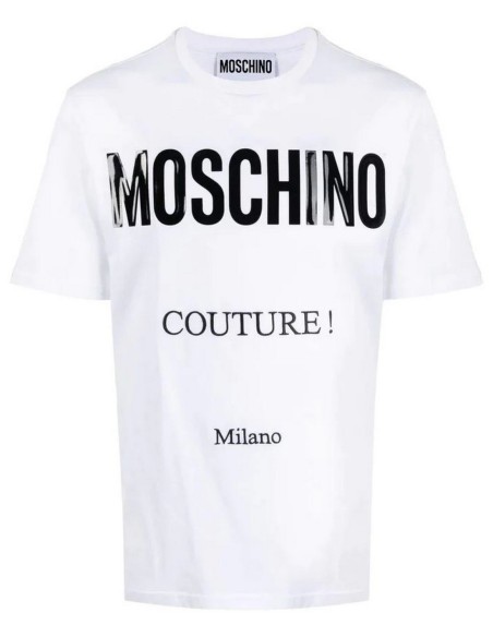 T-shirt homme Moschino blanc imprimé