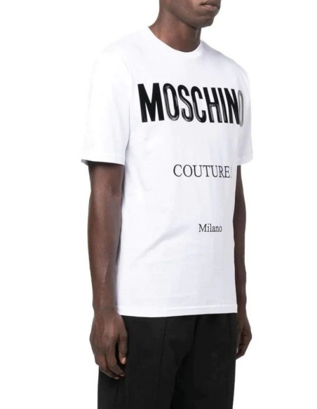 T-shirt homme Moschino blanc imprimé