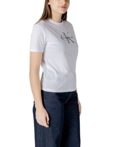 T-shirt femme Calvin Klein blanc imprimé