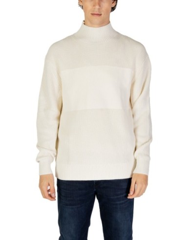 Pull homme Calvin Klein blanc col montant