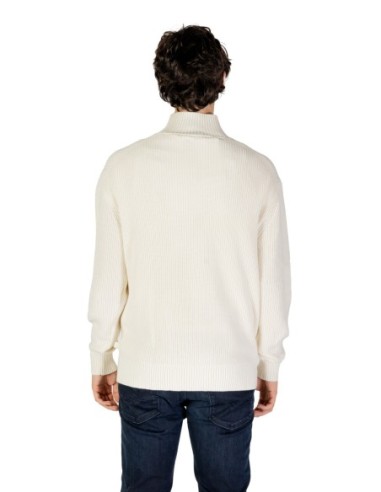 Pull homme Calvin Klein blanc col montant