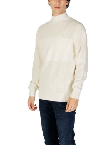 Pull homme Calvin Klein blanc col montant