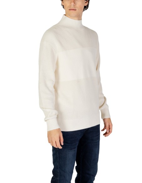 Pull homme Calvin Klein blanc col montant