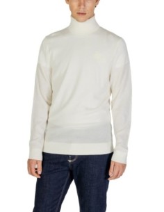Pull homme Calvin Klein blanc col montant