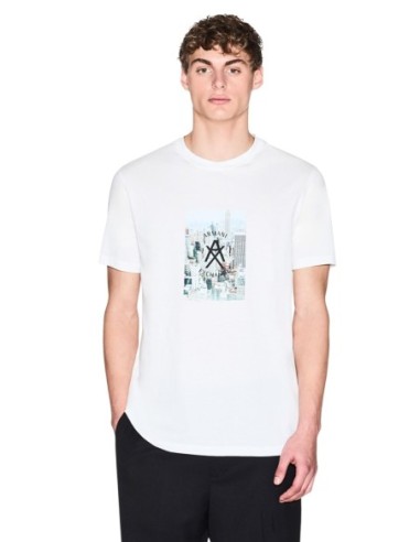 T-shirt homme Armani Exchange blanc imprimé