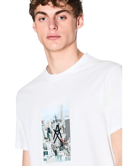 T-shirt homme Armani Exchange blanc imprimé