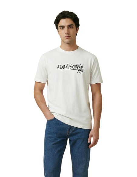 T-shirt homme Armani Exchange blanc imprimé