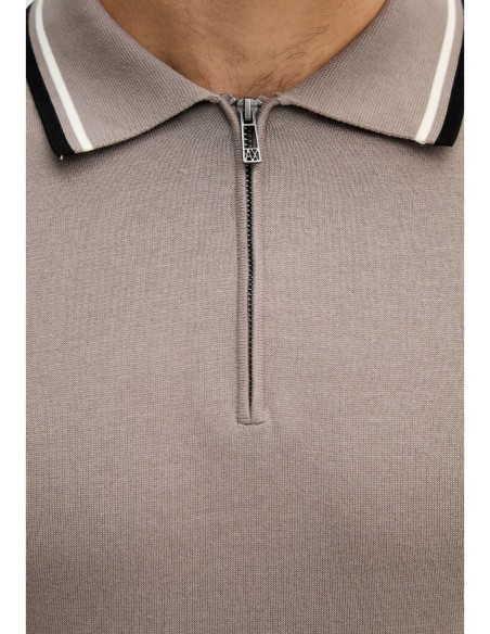 Polo homme Armani Exchange marron zip