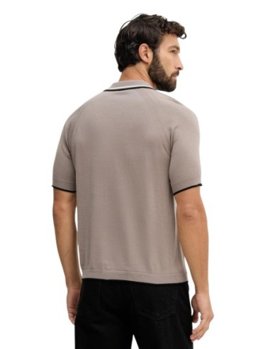 Polo homme Armani Exchange marron zip