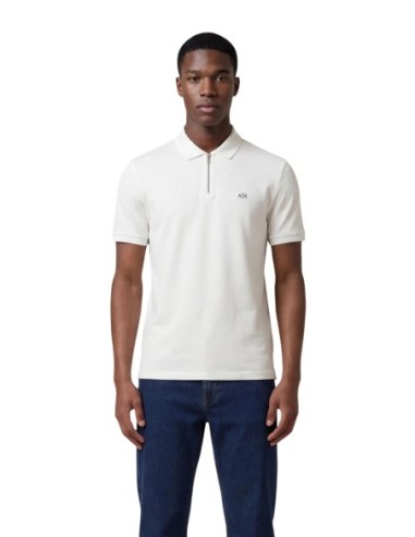 Polo homme Armani Exchange blanc zip
