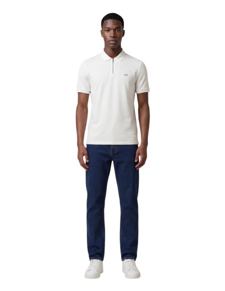 Polo homme Armani Exchange blanc zip