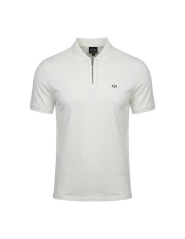Polo homme Armani Exchange blanc zip
