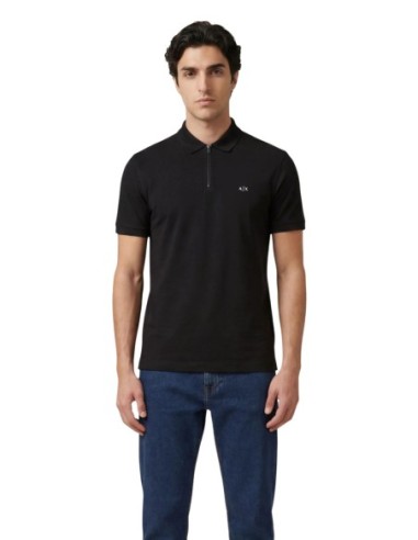 Polo homme Armani Exchange bleu zip
