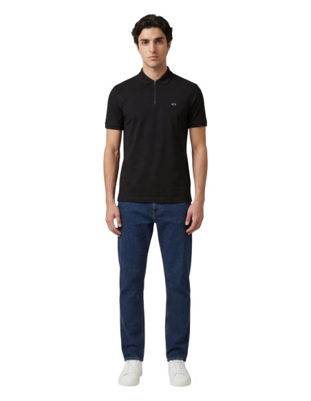 Polo homme Armani Exchange bleu zip