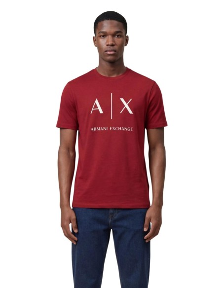 T-shirt homme Armani Exchange bordeaux imprimé