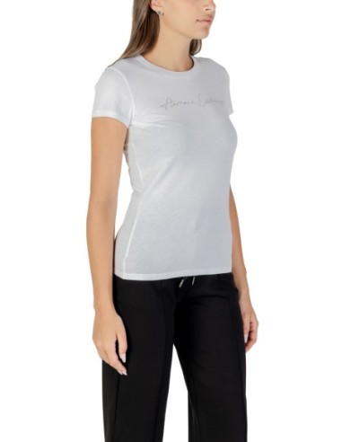 T?shirt femme Armani Exchange blanc strass