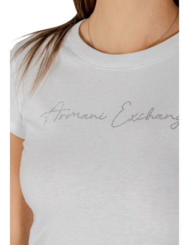 T?shirt femme Armani Exchange blanc strass