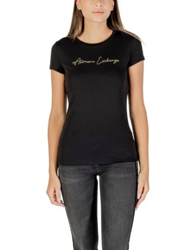 T?shirt femme Armani Exchange noir strass