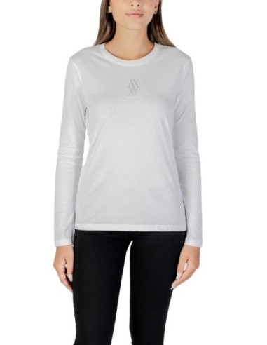 T?shirt femme Armani Exchange blanc strass