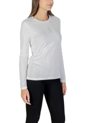 T?shirt femme Armani Exchange blanc strass
