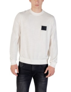 Pull homme Armani Exchange blanc imprimé