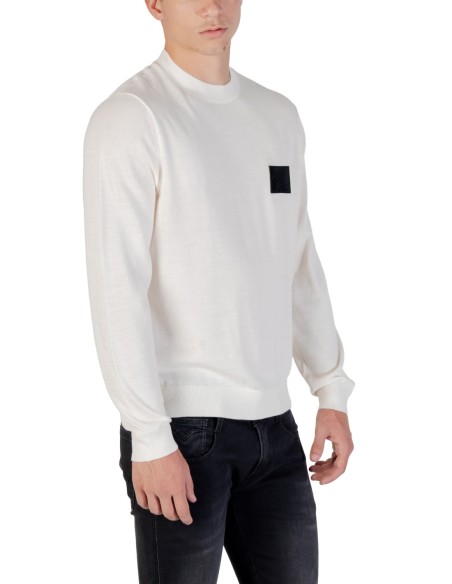 Pull homme Armani Exchange blanc imprimé